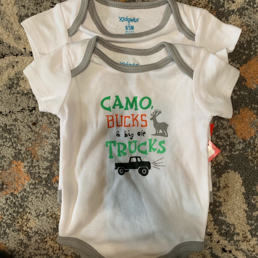 *3 for $10 Baby boy onesie camo